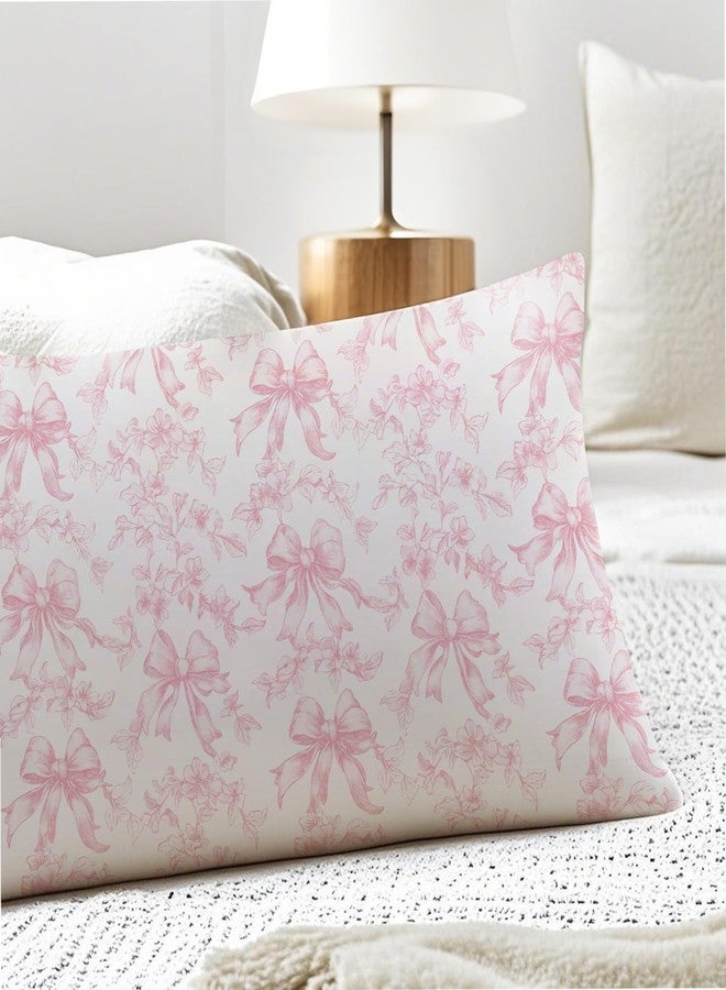 PIUD Coquette Pink Bow Grandmillennial Floral 20x54 Body Pillow Cover, Chinoiserie Decor, Girly Room Decor, Vintage Pink and White Flower Decorative Long Body Pillow Cases for Bed Couch - Image 4
